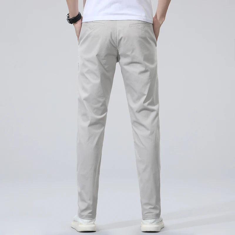 Men's Straight-fit Casual Stretch 98% Cotton Trousers