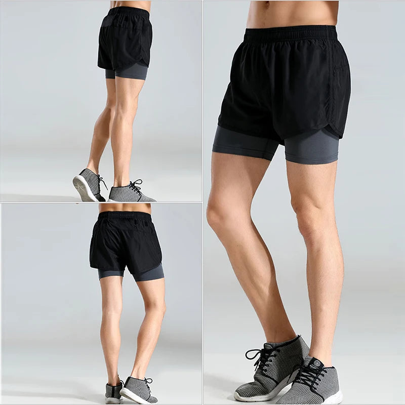 Men's Running 2 IN 1 Sport Gym Fitness Workout Pants Tennis Football Basketball Shorts