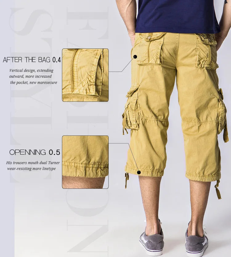 Men's Casual Summer Military Cargo Tactical Shorts Multi-Pocket Shorts