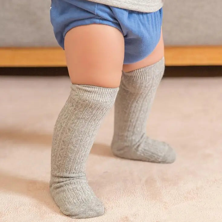 Infant & Toddler Knee High Socks - Solid Knit Leg Warmers (0-3 Years)