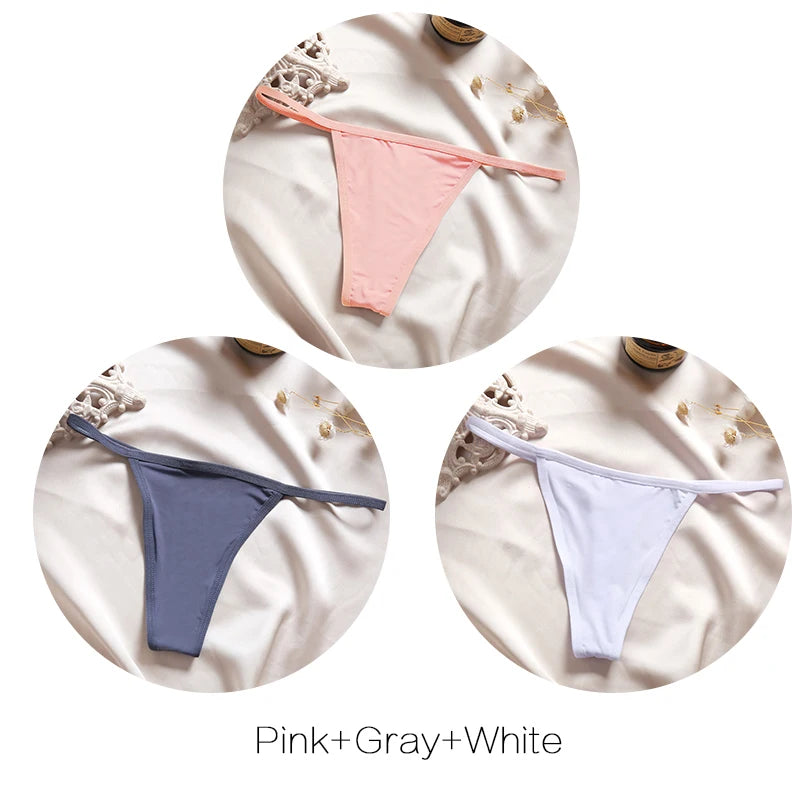 Women's Low-Rise Thong Set - 3 Pack Bikini Panties (M-XL)