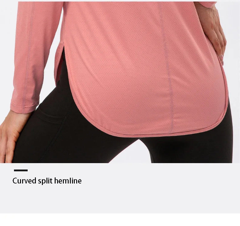 UPF50+ Women's Workout Shirt Loose Long Sleeve Sports Top Breathable Quick Dry Yoga Exercise Fitness Running Shirt