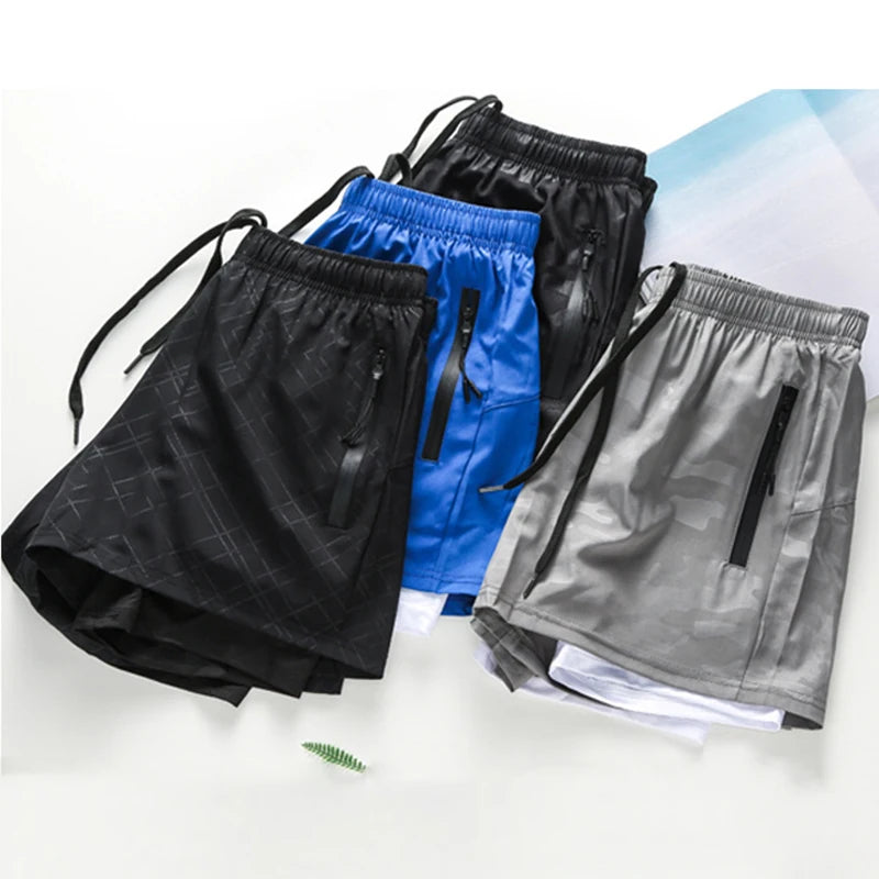 Camouflage Running Shorts - Men CrossFit Sport Shorts Fitness Gym Shorts With Pocket Bodybuilding Soft Shorts