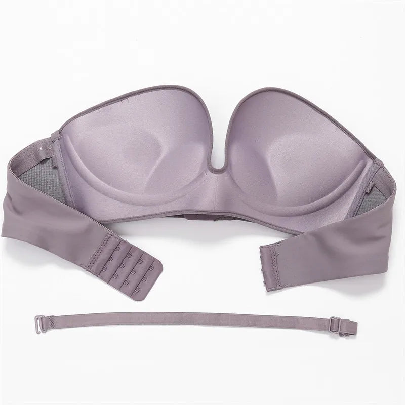 Women's Strapless Bra Women Super Push Up Bra Lingerie - Invisible Brassiere Front Closure Bra