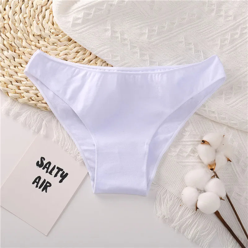 4PCS/Set Women's Cotton Briefs Low Waist Underpants Elasticity Comfortable Underwear Panties Lingerie