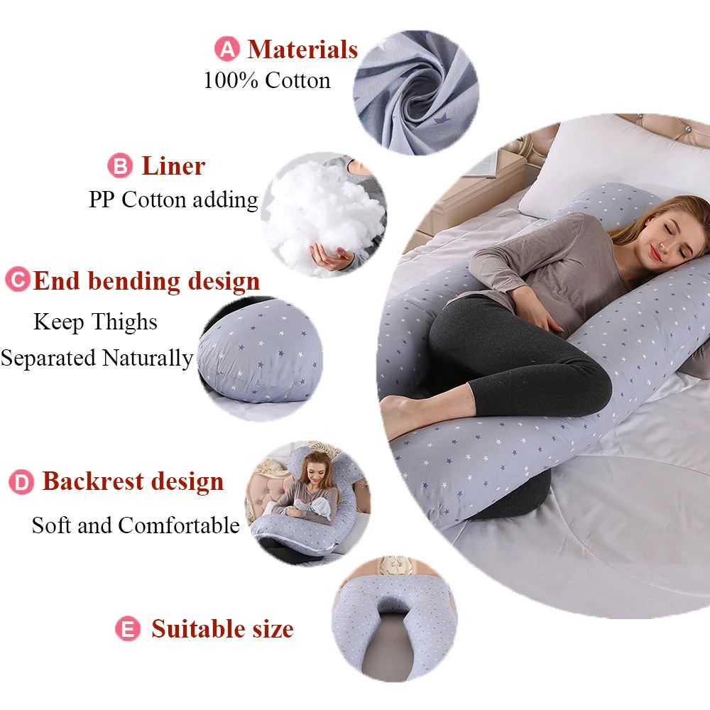 Pregnancy Pillow 130x70cm - Maternity Support Cushion for Sleep & Nursing