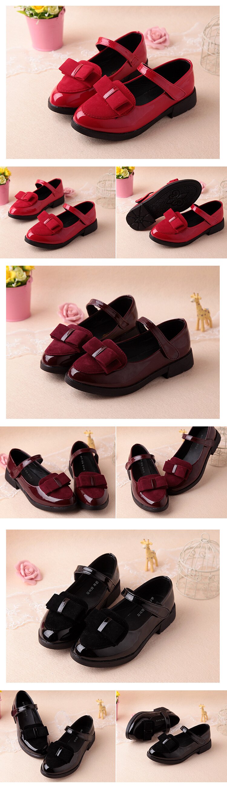 Girl's Patent Leather Bow-knot Shoes