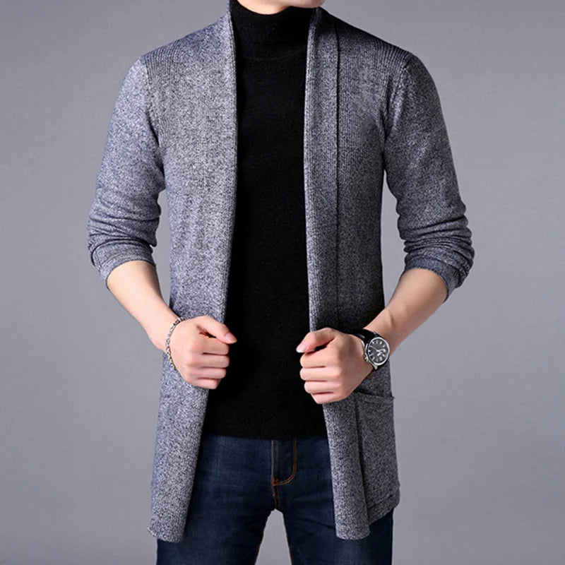 Men's Thin Knitted Cardigan Sweater Spring Autumn Bottoming Long Sleeved Slim Fit Cardigan Sweater
