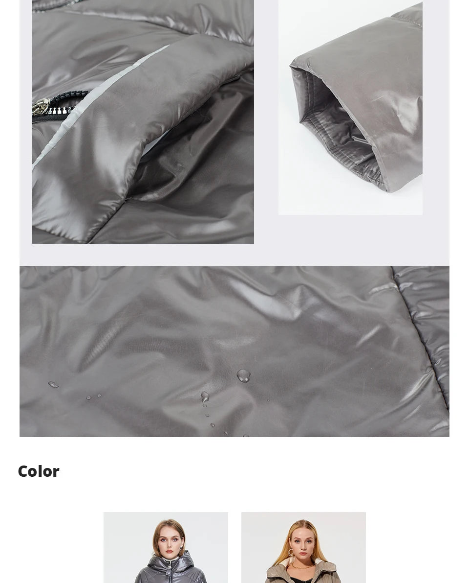 Women's Hooded Parka Jacket Plus Size Mid-Length Cotton Lined Coat