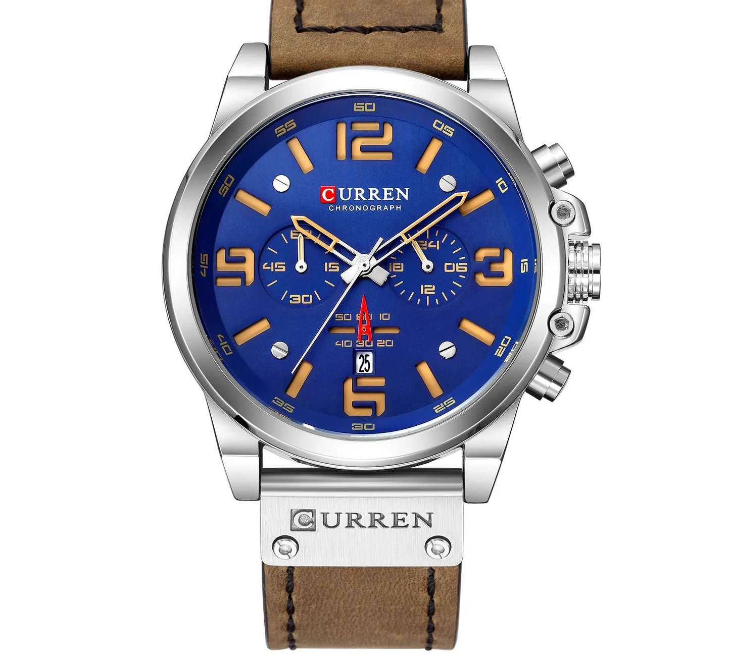 Men's Military Sports Watch - Chronograph Waterproof with Genuine Leather Strap