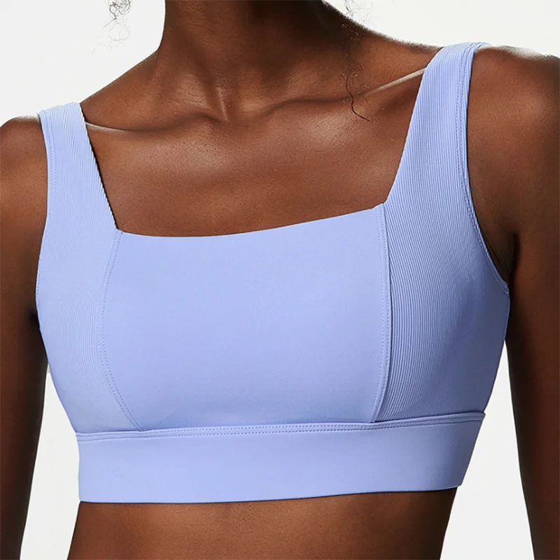 Women's Sports Underwear Breathable Soft Nylon Gym Yoga Bra Running Crop Tops With Fixed Chest Pads Workout Vest