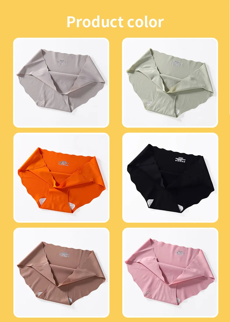 Women's Seamless Panties 3-Piece Set - Low Waist Wavy Edge Briefs