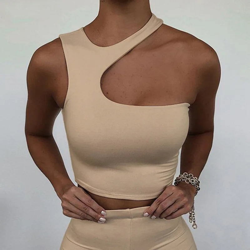 Women's Cut Out Crop Off Shoulder Sport Short Tank Irregular Summer Tube Top