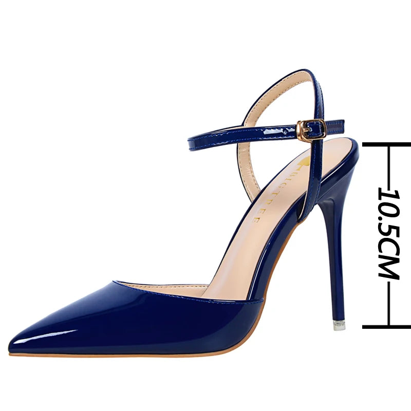 Women's Patent Leather Summer Pointed Toe High Heels