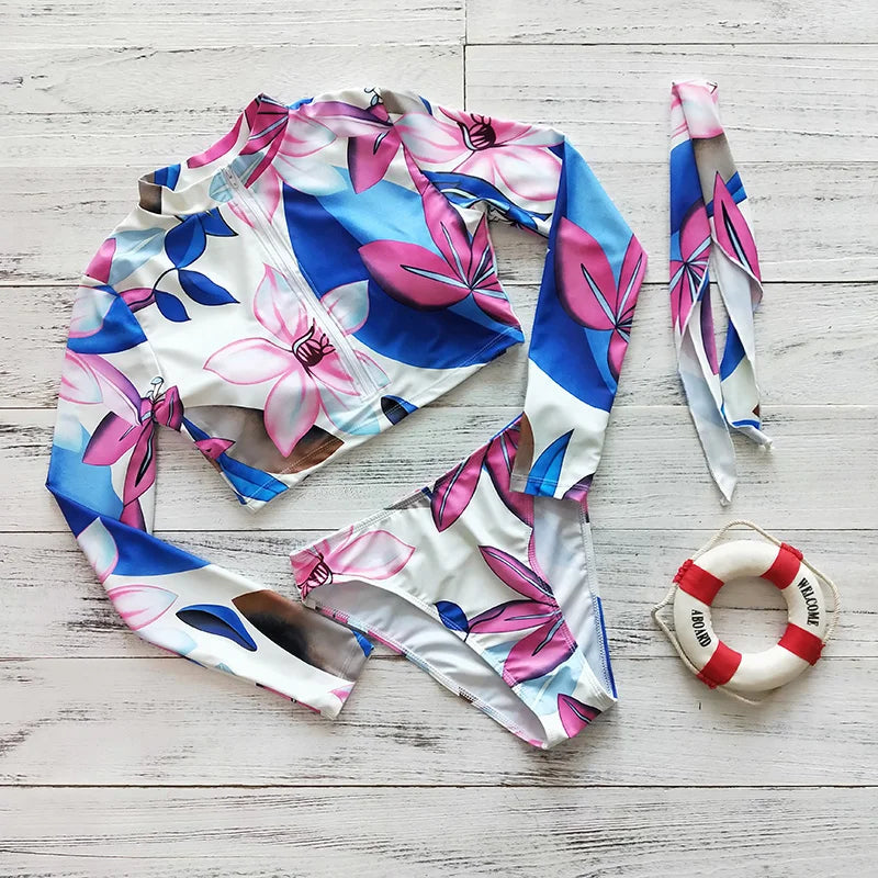 Women's Long Sleeve Print Bikini Set