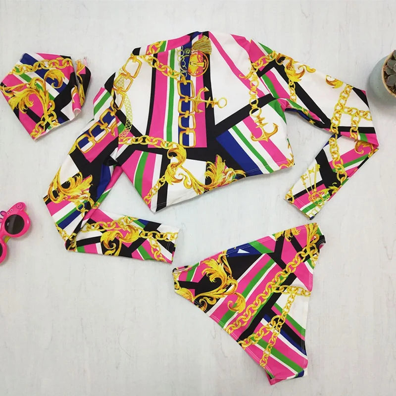 Women's Long Sleeve Print Bikini Set