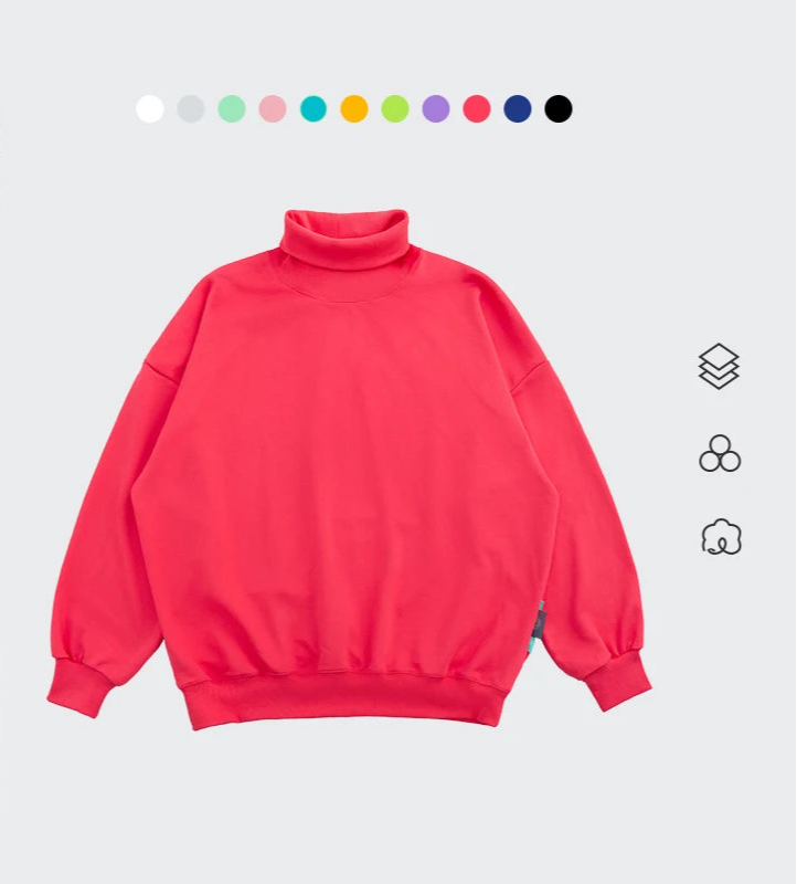 Unisex Basic High Collar Drop Shoulder Oversized Pullover Sweatshirt