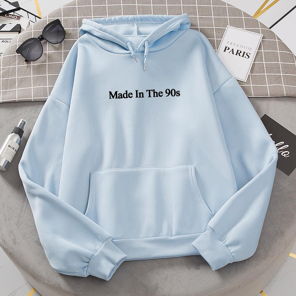 Cool Oversized Women Hoodies Made In The 90s Letter Print Sweatshirt Womens Winter Warm Streetwear Pullovers Thick Hoodie