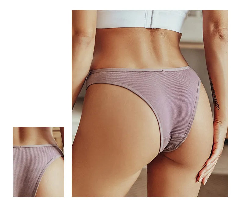Women's Cotton Underwear Set - 5 Pack Brazilian Low-Rise T-Back Panties