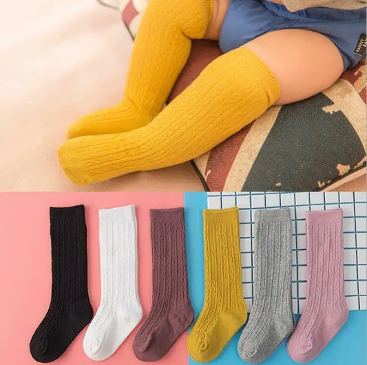 Infant & Toddler Knee High Socks - Solid Knit Leg Warmers (0-3 Years)