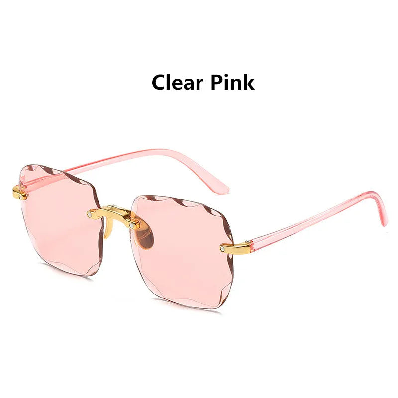 Women's Rimless  Vintage Retro Classic Gradient Sunglasses UV400