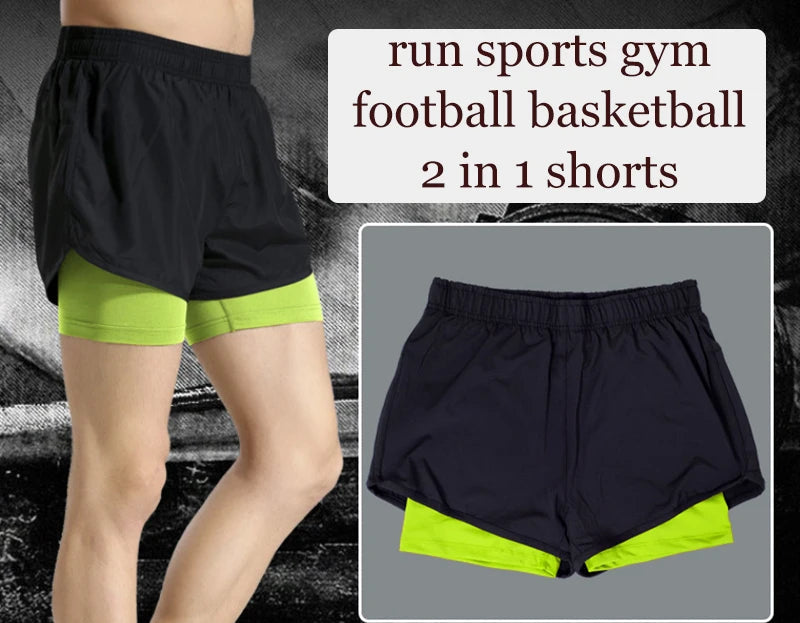 Men's Running 2 IN 1 Sport Gym Fitness Workout Pants Tennis Football Basketball Shorts