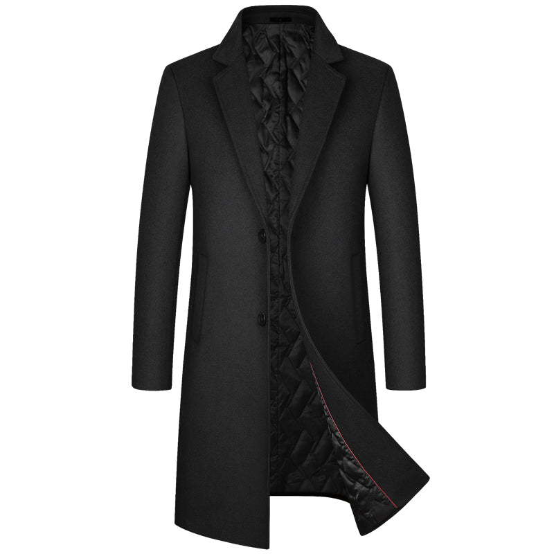 Men's Long Blends Trench Thick Wool Coat Jacket