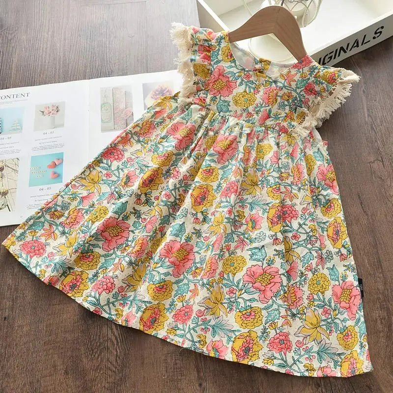 Children's Girls Floral Flowers Costumes Sleeveless Toddler Dress