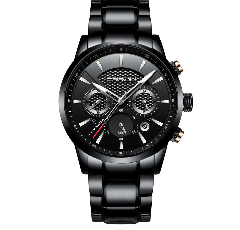 Men's Military Sports Watch - Waterproof Chronograph Gold Stainless Steel