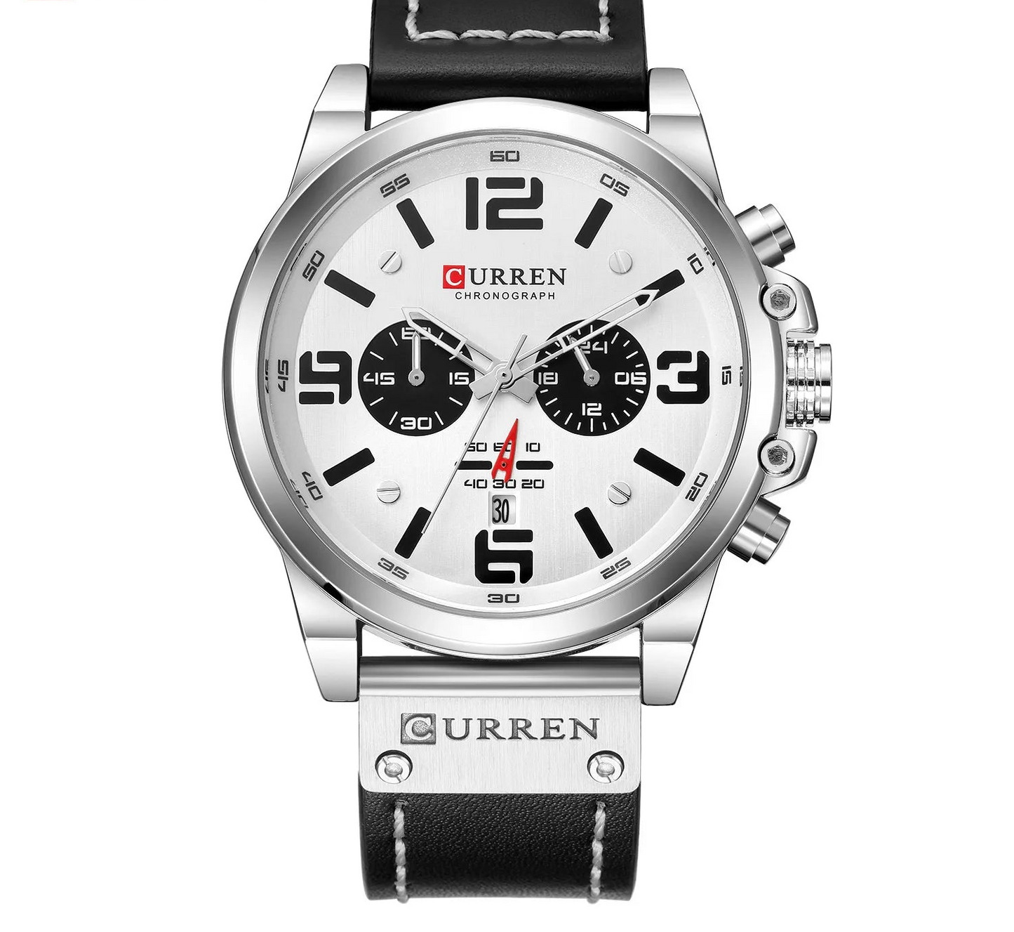 Men's Military Sports Watch - Chronograph Waterproof with Genuine Leather Strap
