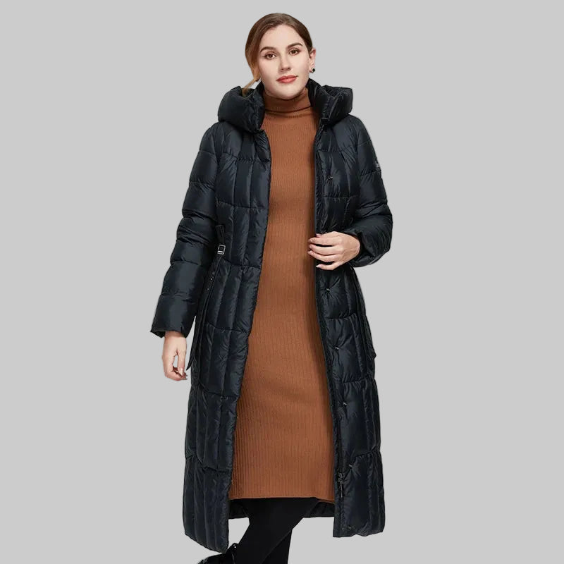 Women's Plaid Hooded Parka - Long Padded Winter Jacket