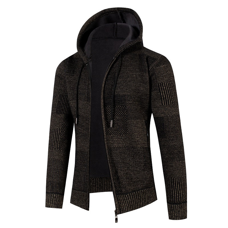 Men's Hooded Knitted Cardigan - Winter Warm Zip-Up Sweater Jacket