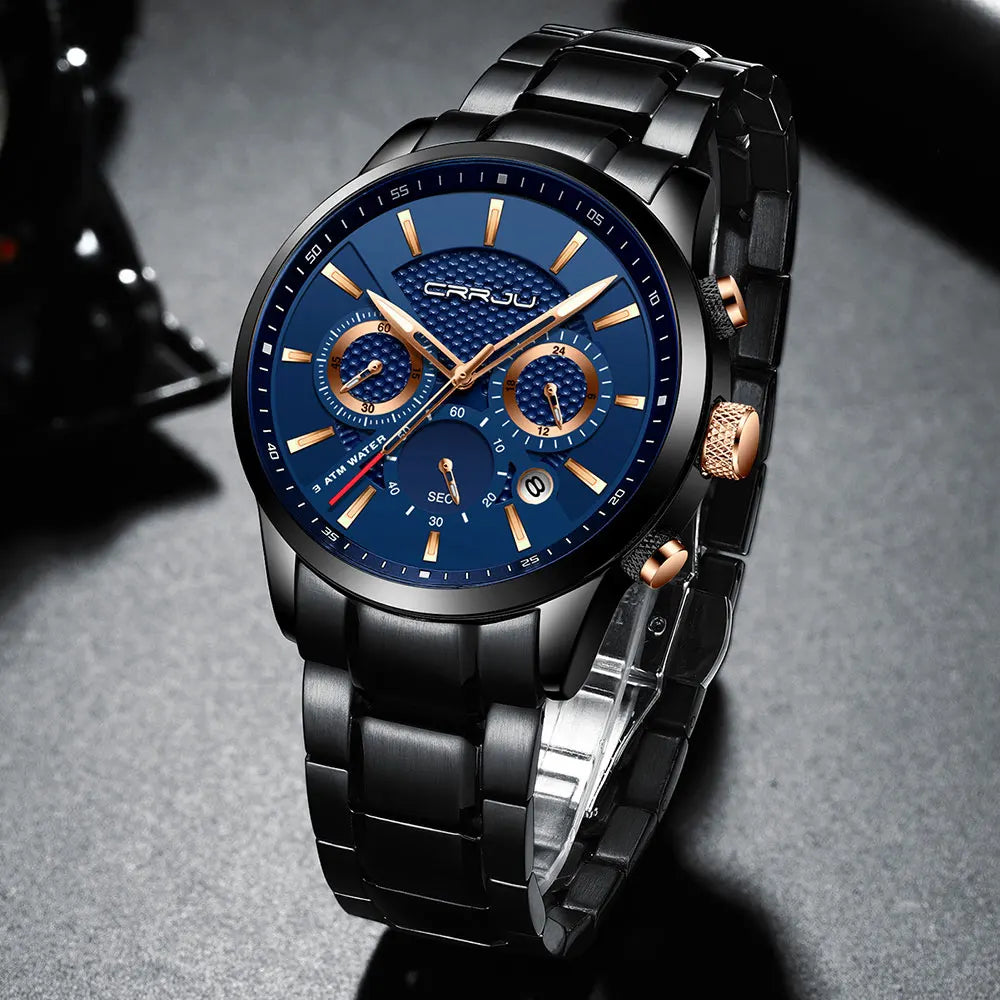 Men's Military Sports Watch - Waterproof Chronograph Gold Stainless Steel