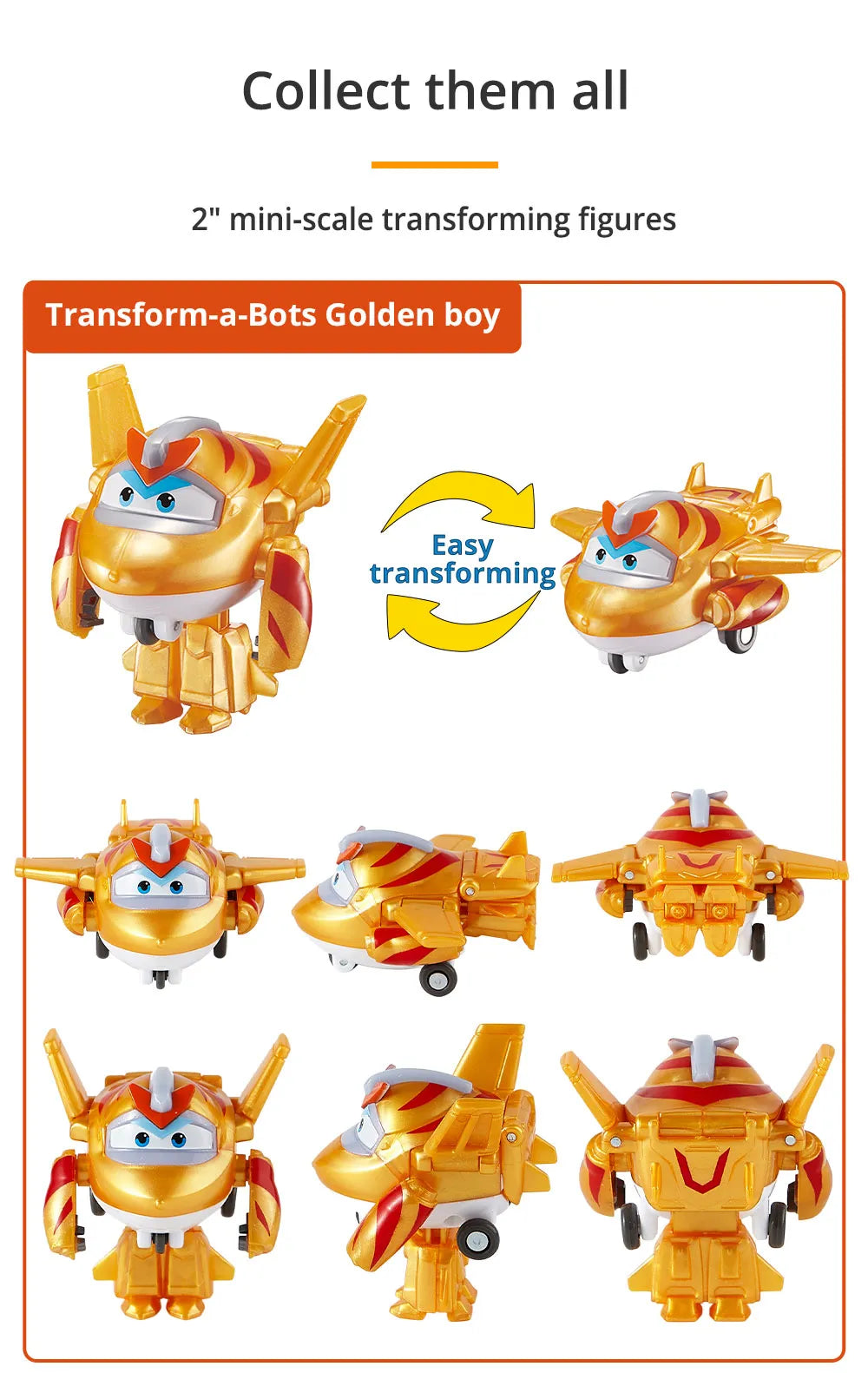 Children's Super Wings S5 2" Mini Transforming  Airplane Robot