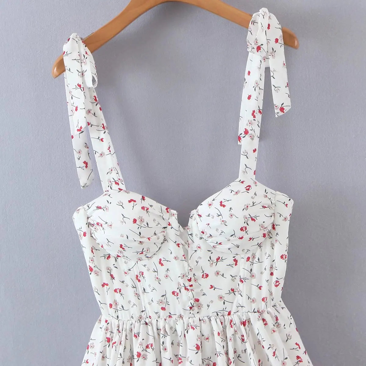 Floral Print Sling Chiffon Dress - Sweet Ruffle Holiday Party Short Dress