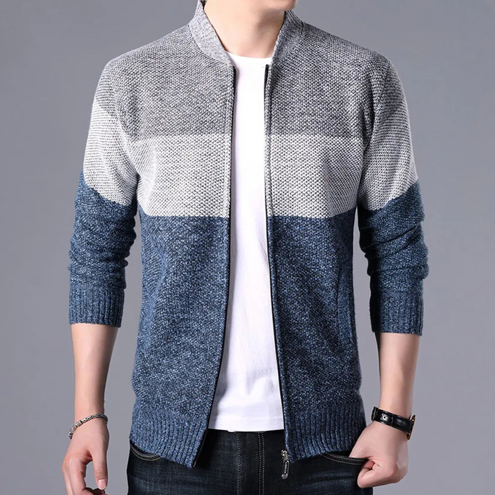 Men's Patchwork Knitted Cardigan Knitwear Sweater
