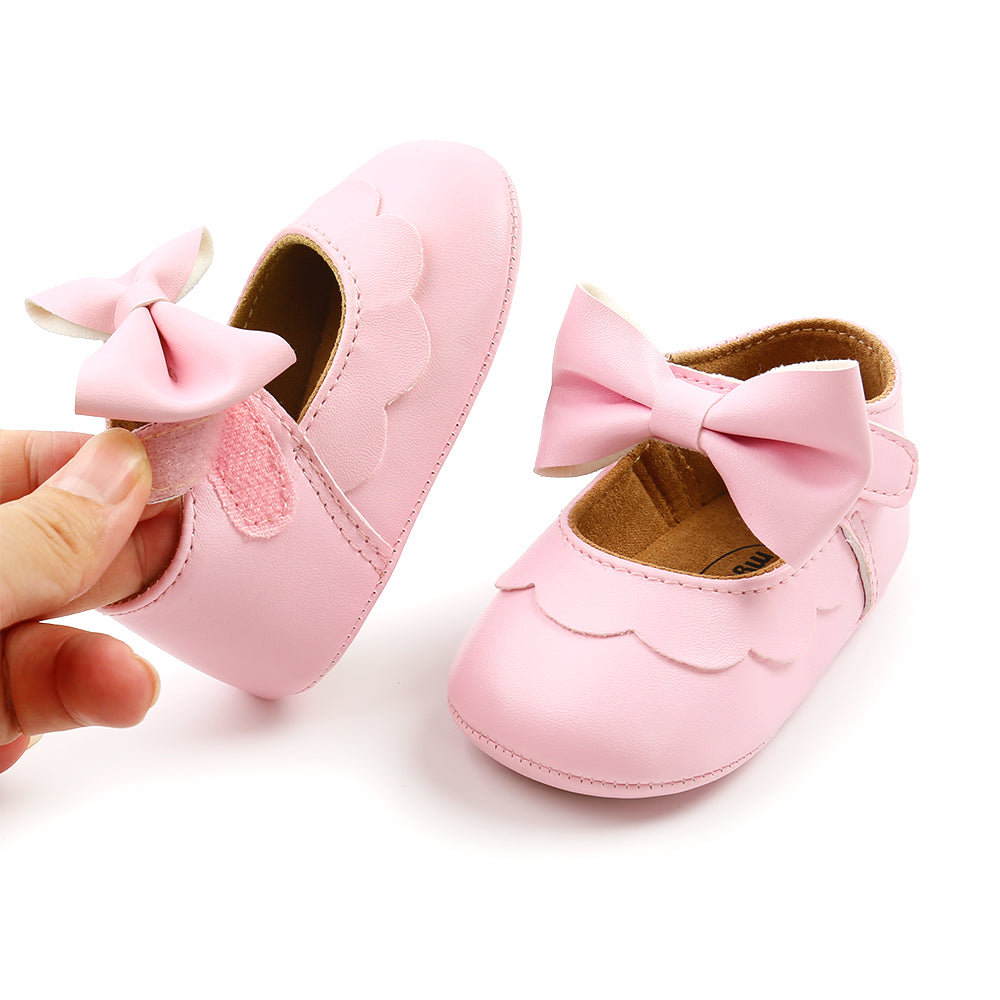 Newborn Baby Girls Boys Crib Shoes 0-18M - Bowknot Soft Sole Shoes