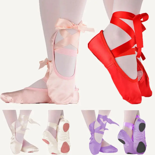 Kids Bandage Children Ballet Shoes - Canvas Ballet Dance Split Suede Sole Shoes