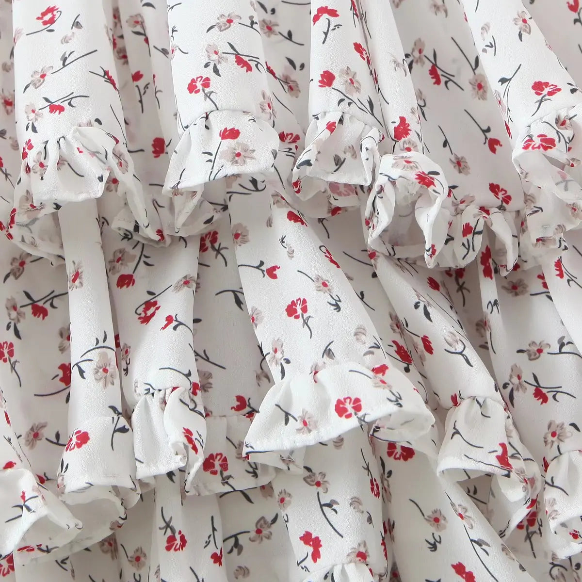 Floral Print Sling Chiffon Dress - Sweet Ruffle Holiday Party Short Dress