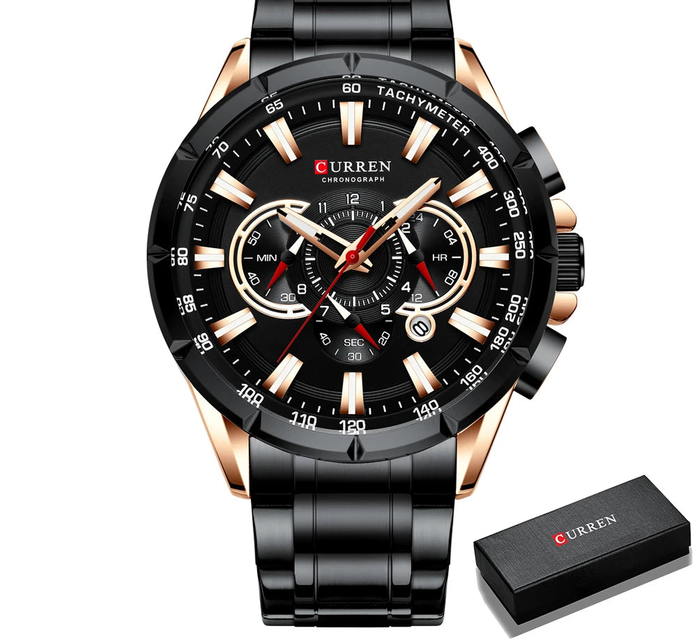 Men's Military Sports Watch - Waterproof Chronograph Stainless Steel