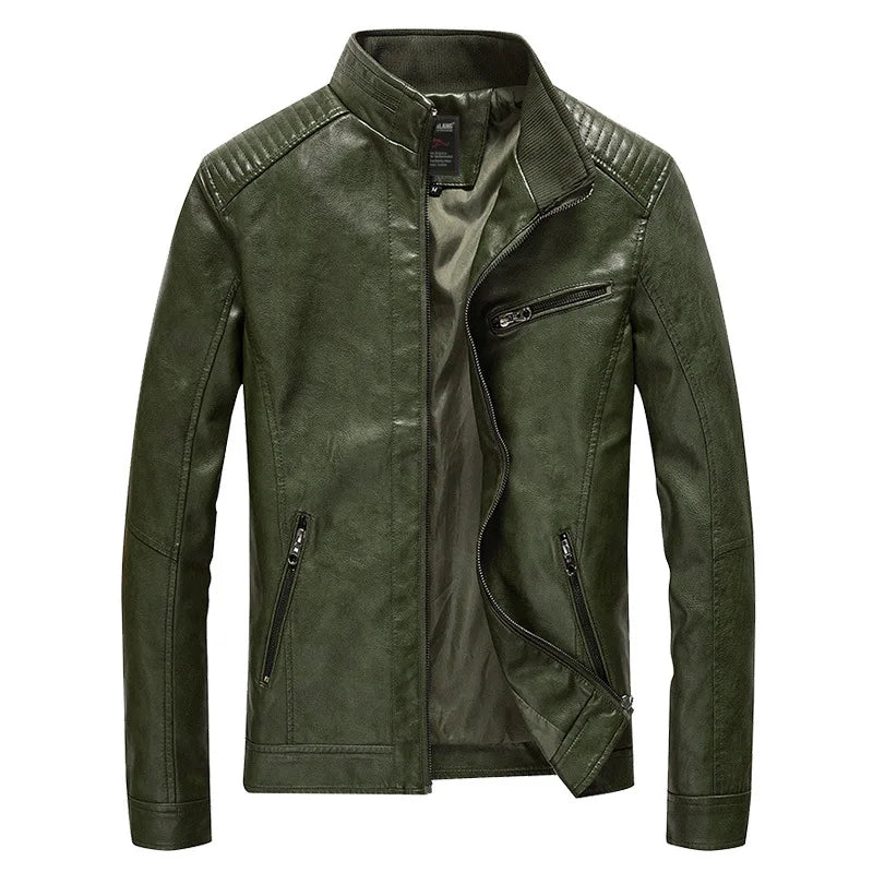 Men's PU Leather Jacket - Fleece Lined Motorcycle Pilot Style Coat