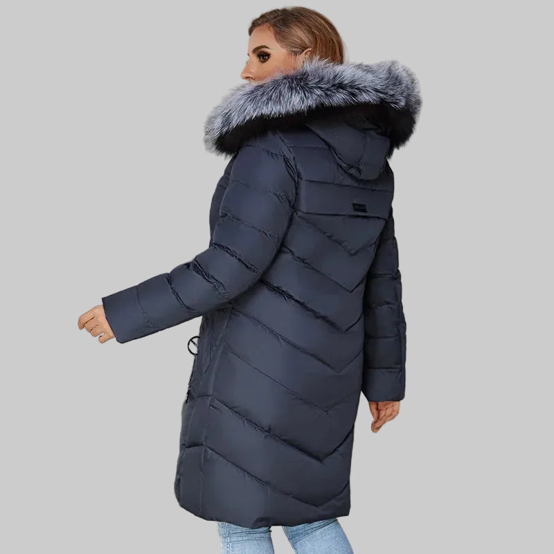 Plus Size Winter Down Jacket with Fur Collar