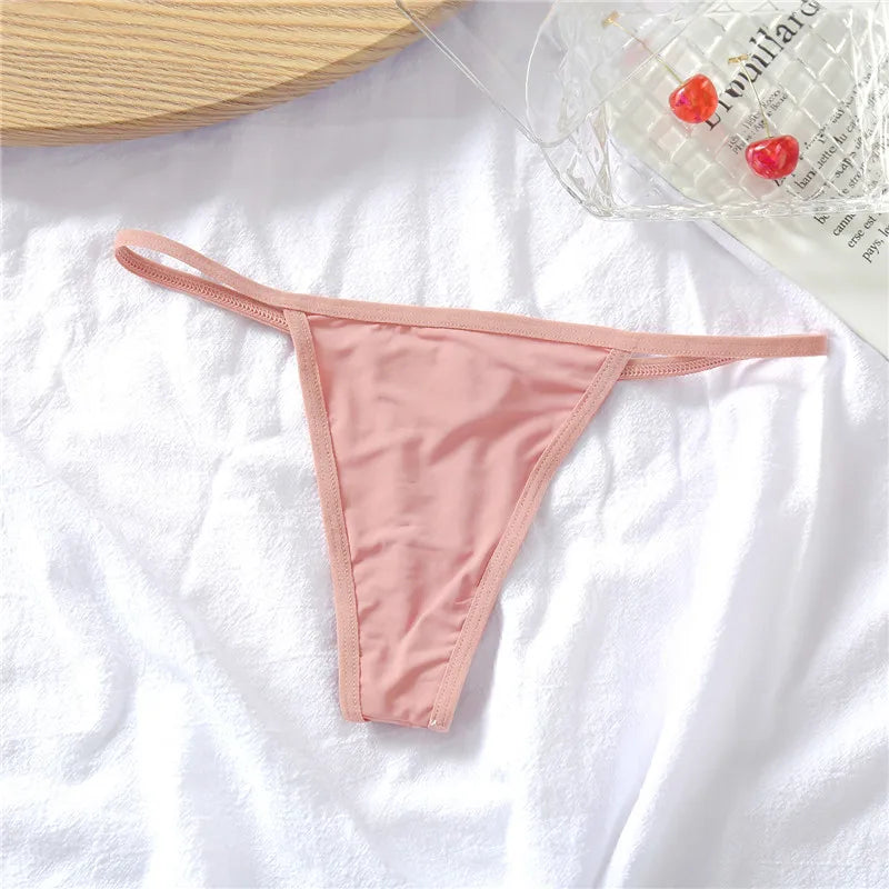 Women's Seamless Cotton Underwear - Low Waist Bikini & Thong Set