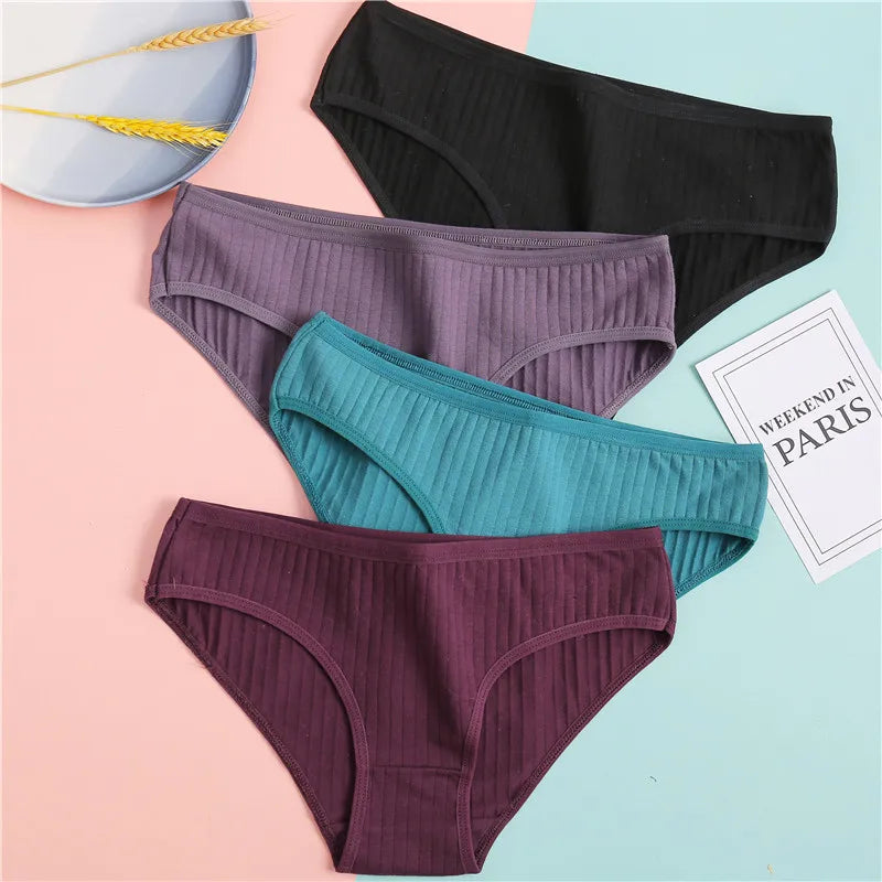 3-Pack Soft Cotton Briefs - Striped & Solid Women's Underwear