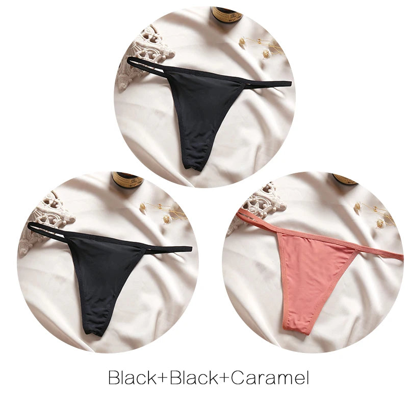 Women's Low-Rise Thong Set - 3 Pack Bikini Panties (M-XL)