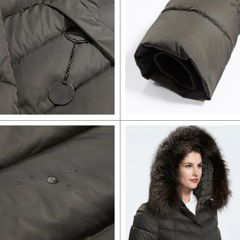Winter Down Jacket with Fur Collar