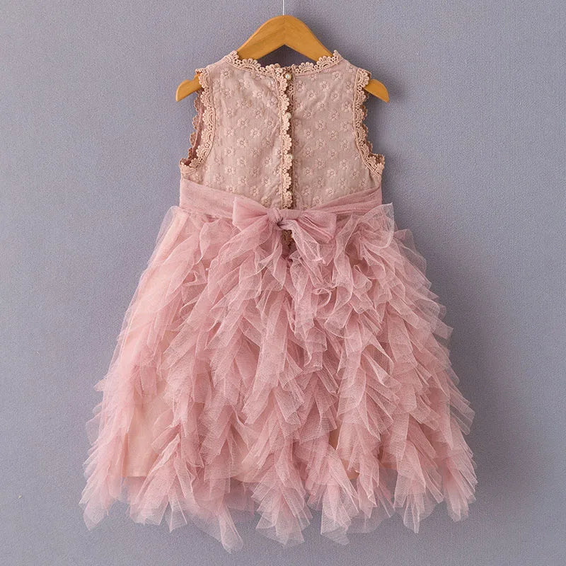 Girl's Princess Hollow Party Dress  For 3 7Y