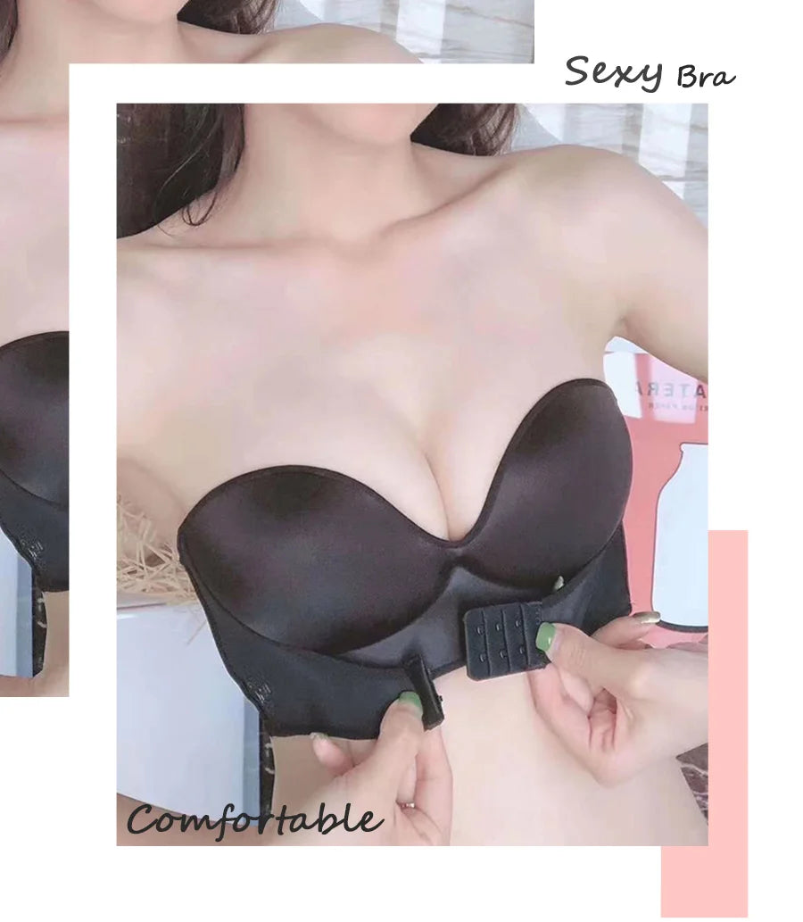 Women's Strapless Bra Women Super Push Up Bra Lingerie - Invisible Brassiere Front Closure Bra