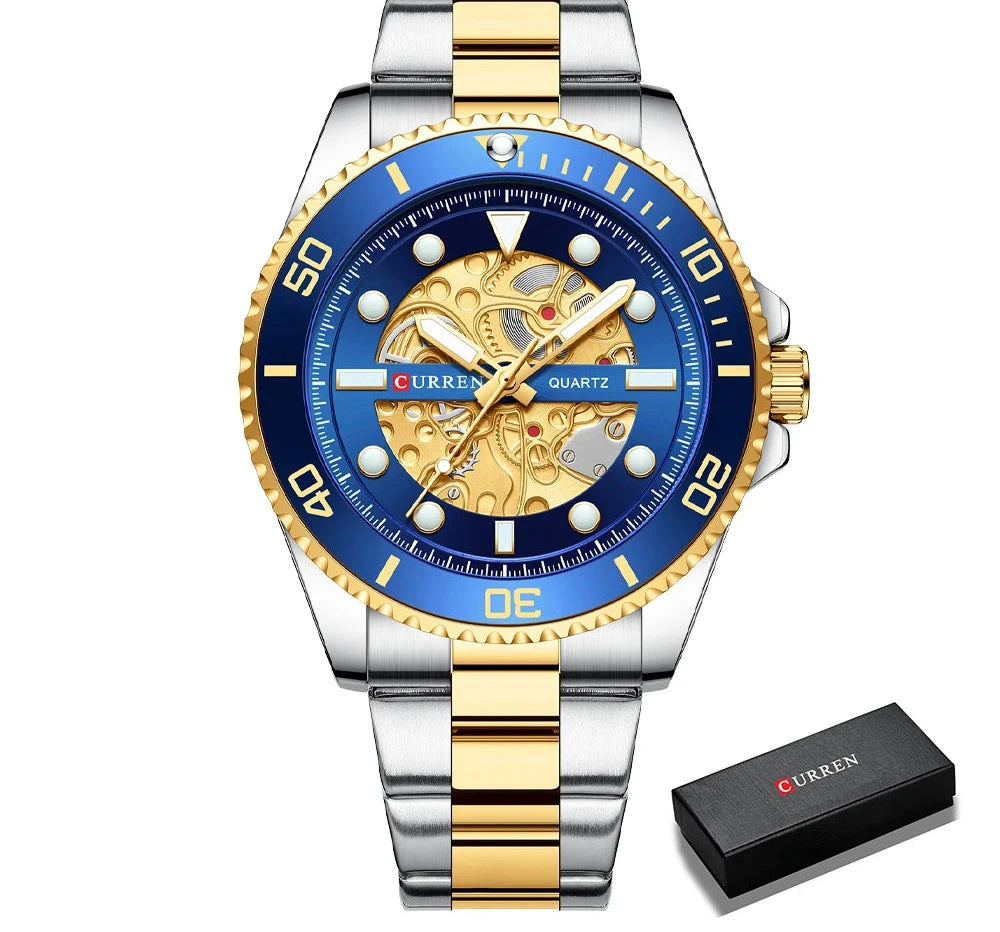 Men's Stainless Steel Sports Watch - Business Casual Quartz Wristwatch