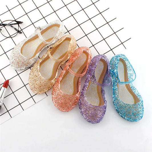 Kids Sandals Children's Girls Cosplay Dress Up Party Sandals -  Crystal Princess Hollow Out Shoes